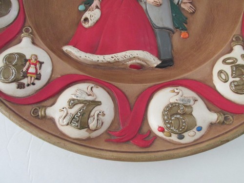 Vintage 12 Days of Christmas Hand Painted Ceramic 15" Platter Plate - Picture 5 of 10