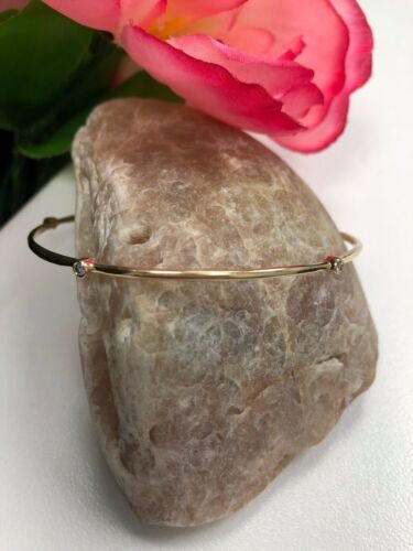 Eternity Bangle Stackable Women Bracelet Slip-on 0.15Ct Diamond 14k Yellow Gold - Picture 2 of 6