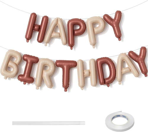 Happy Birthday Balloon Banner, 16 Inch Nude Brown Tan Happy Birthday Foil Balloo - Bild 10 von 12