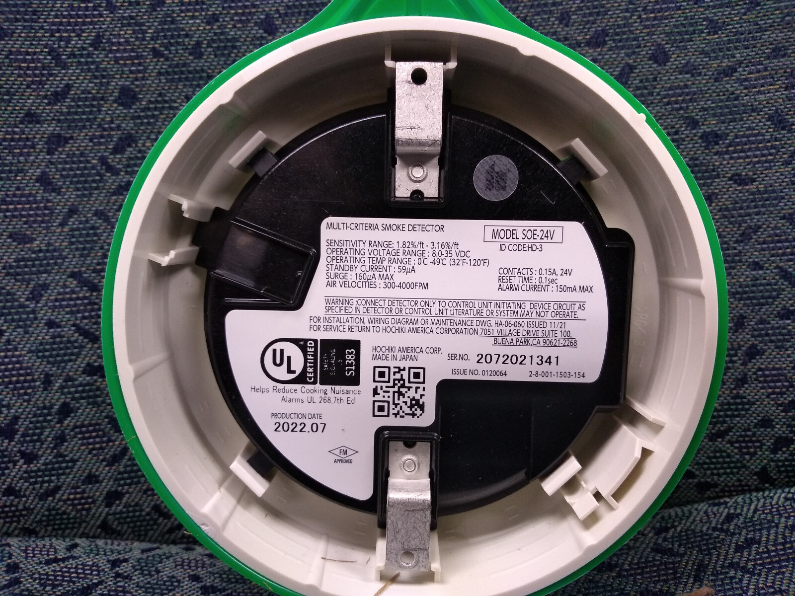 Hochiki SOE-24V Conventional Photoelectric Smoke Detector Head-image