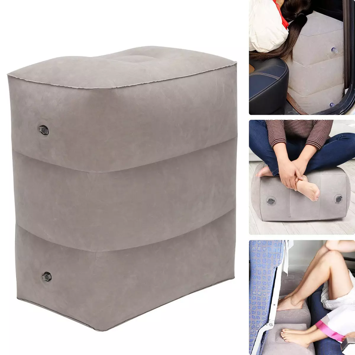 Inflatable Travel Footrest Leg Foot Rest Plane Pillow Pad Kids Bed Office  Stool