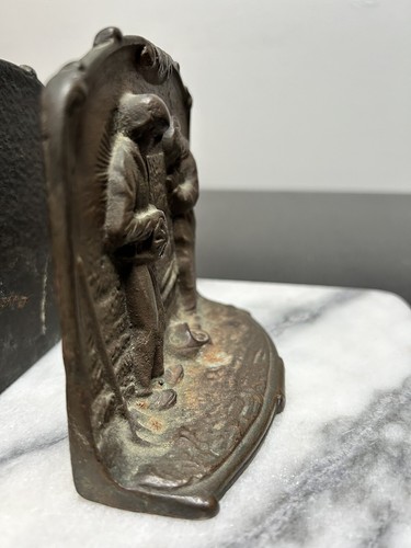 Antique HUBLEY CAST IRON BOOKENDS ANGELUS 1920’s Office Den Desk Home Decor 4.5 - Picture 11 of 21