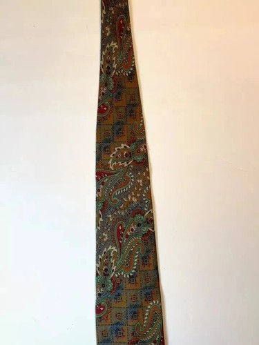 Herren-Seidenkrawatte Bronze Orange Rot 58 x 3,5 Zoll PAISLEY Handarbeit Italien Markenlos - Bild 9 von 13