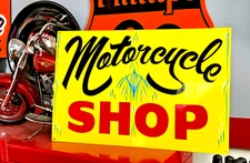 PINSTRIPED Painted Motorcycle Biker Shop Sign Sturgis  Garage Man cave Repair