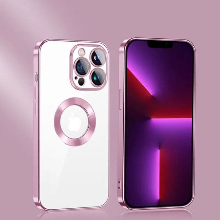 Pink Case Lens Cover Logo Hole Hollow Case For Apple iPhone 7