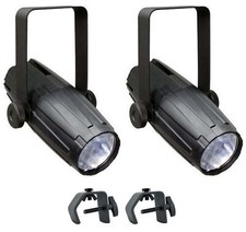  2 Chauvet DJ LED PINSPOT 2 SpotLights w/ Gel Packs High Power Lenses Clamps