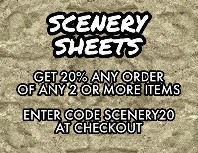HO Scale Tan Rock Embankment Scenery Sheets - 5 Seamless 8.5x11 For Model Trains