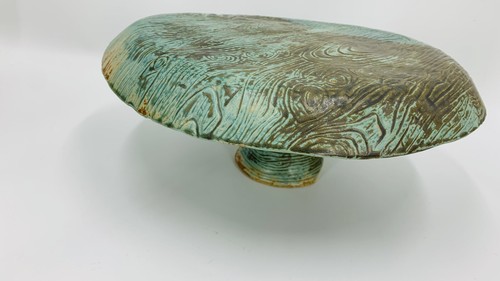 Art Pottery Mushroom Beautiful and Unique Signed A.S Green Glazed Heavy