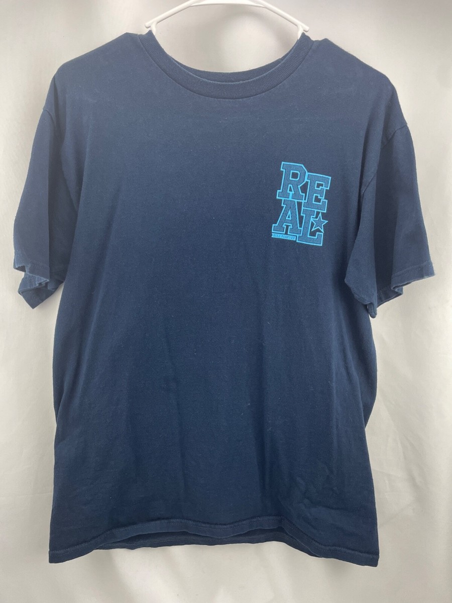 Real Skateboards T Shirt Roll Forever Navy Blue and Light Real Skateboards T Shirt Roll Forever Navy Blue and Light