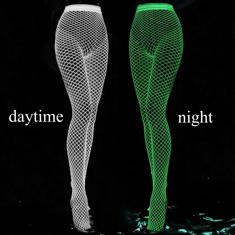 Luminous Glow In The Dark Sexy Lingerie Women Mesh Thigh-High Leggings Stockings Luminous Glow In The Dark Sexy Lingerie Women Mesh Thigh-High Leggings Stockings