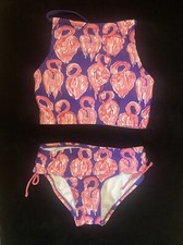 size 10 kanu Surf kids Flamingo two piece Tankini Swimsuit