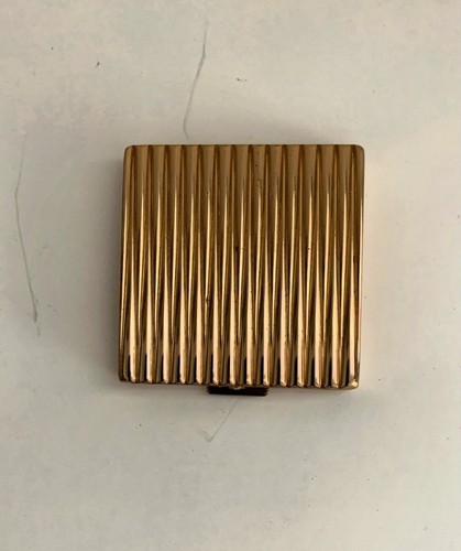 Vintage Lentheric London Paris Ladies' Gold Tone Square Makeup Compact with Case - Imagen 2 de 8