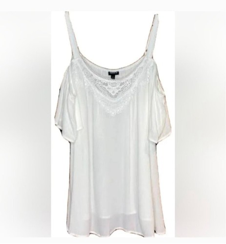 Torrid Gr. 3X weiß Cold Shoulder Boho Bauer fließend Spitze vorne Sommer Top - Bild 5 von 10