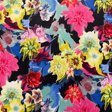 Colour Floral Jersey Fabric | Flower Print | Stretch Scuba Spandex | Per Metre