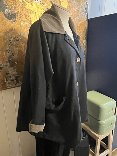 Via Ripatti Designs Womens OS Swing Coat 100% Silk Art to Wear Black Brown Lined - Picture 4 of 10