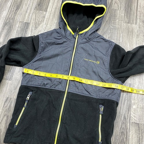 FREE COUNTRY Full Zip Up Black/Green Hooded Fleece Jacket Boy's Size Large 7/8 - Picture 9 of 9
