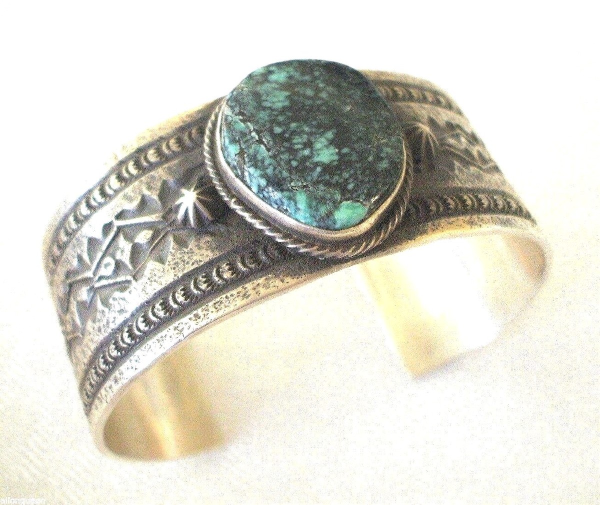 Adrian Reeves Long NAVAJO Stamped STERLING SILVER Cuff BRACELET