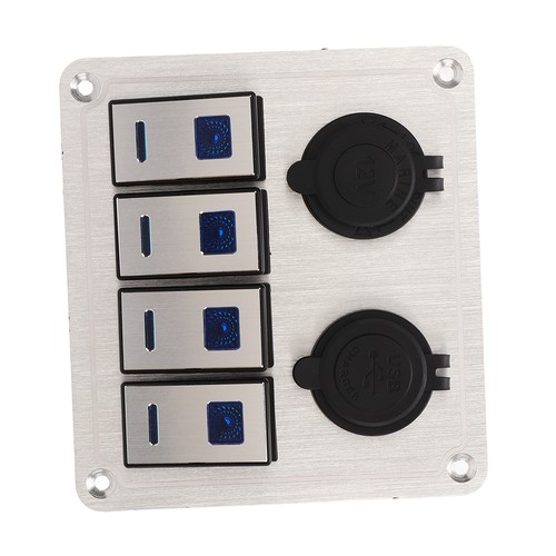 4 Gang Aluminum Toggle Switch Panel On Off Car Switches Panels Pre Wired - Photo 8 sur 12