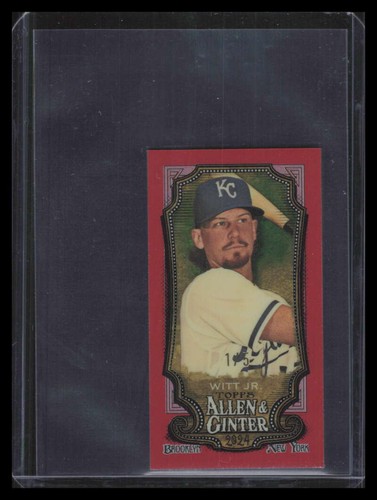 Mini refractor rojo cromado Topps Allen and Ginter 2024 100 Bobby Witt Jr. 1/5 - Imagen 1 de 2