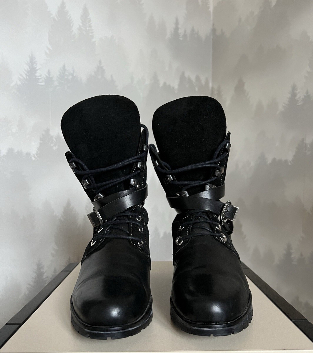 EL VAQUERO Valerio Giuntoli Black Leather Wedge Boots with
