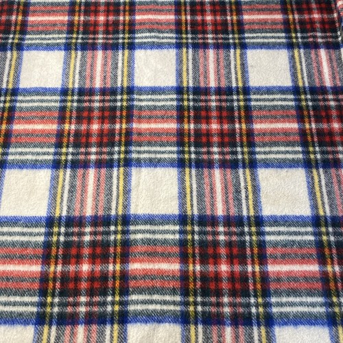 Vintage CURVON Jewel NO. 1 BLANKET 100% Wool Plaid Fringe 42” X 36”Stadium Lap - Picture 3 of 3