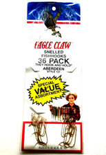 Eagle Claw Assortment Pack - 36 Snelled Aberdeen Hooks Gold Sizes 1 2 4 6 8 10