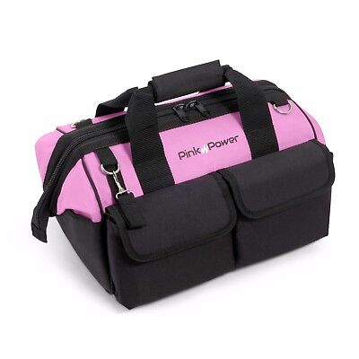 Pink Power 16” Tool Bag Women 22 Storage Pockets & Padded Shoulder Strap Canvas | eBay