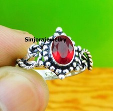Anello regalo fatto a mano in argento sterling 925 con pietra preziosa granat...