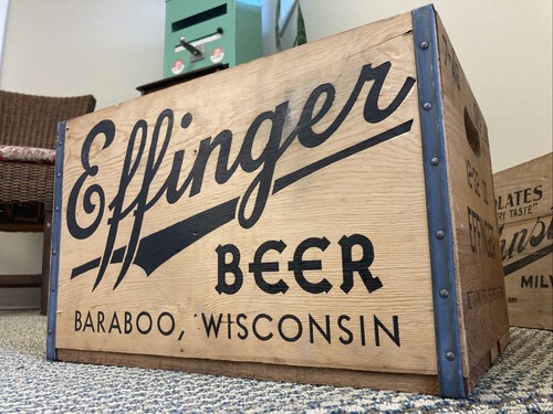 Vintage Holz Bierkiste Effinger Brewing Baraboo Wisconsin Box SAUBER 1948