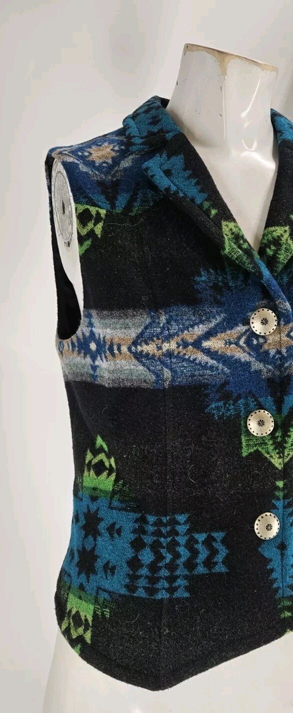 Pendleton Women's Vest Small Aztec Print Wool Bla… - image 3