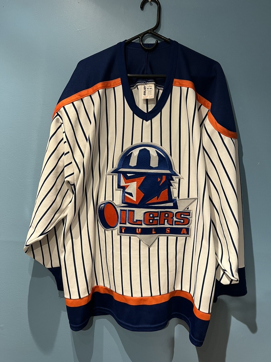 RARE Vintage Tulsa Oilers Bauer Pinstripe XL Hockey Jersey Nhl Echl Edmonton