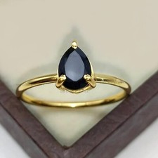 Pear Black Onyx Ring 925 Sterling Silver Handmade Jewelry Gift for Birthday