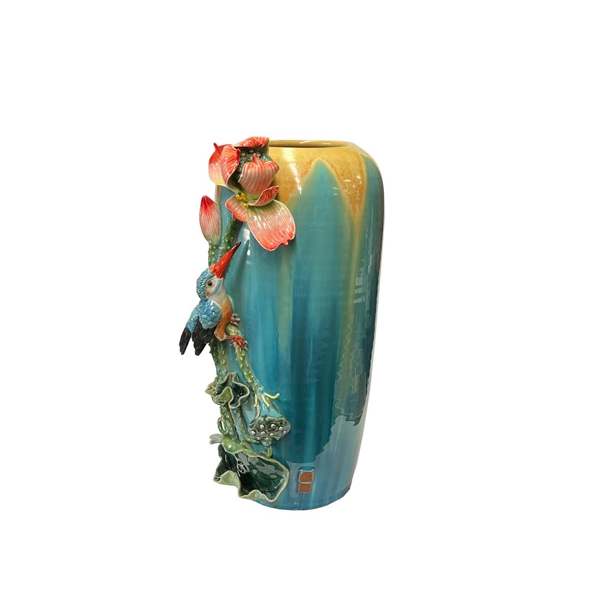 Chinese Turquoise Dimensional Flower Bird Holder Pot Art Vase ws3075S Chinese Turquoise Dimensional Flower Bird Holder Pot Art Vase ws3075S