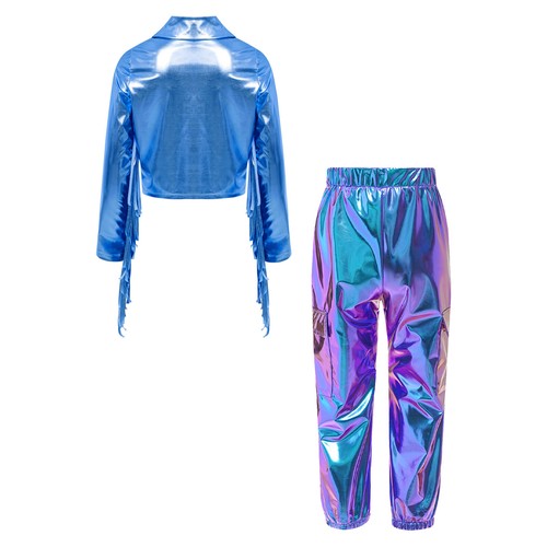 Kids Girls Coat And Pants Cheerleading Jacket With Trousers Gymnastic Tracksuit - Picture 5 of 64