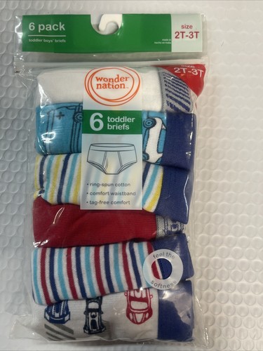 Wonder Nation Toddler Boys Underwear Briefs 6 pack size 2T-3T 100% COTTON - 第 1/2 張圖片