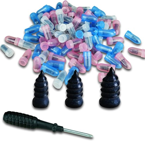 100 Count with Screwdriver 3 Size Tire Mending Nail Plugs Tyre Repair Kit - Picture 2 of 6