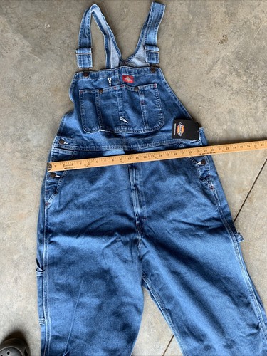 Dickies Men's Indigo Rigid Bib Overalls Denim Blue Size 38 x 30 Cotton Vintage - Picture 9 of 12