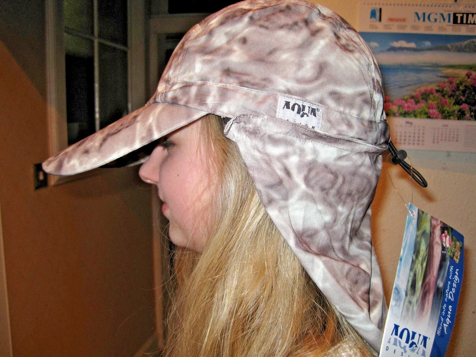 Aqua Design Voyager Fishing Cap With Neck Guard Pacific Sand Full UV Protection