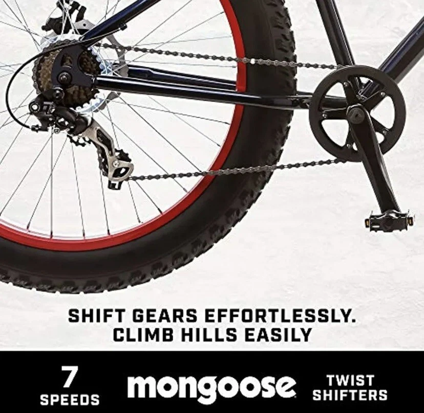 Mongoose Dolomite 脂肪轮胎自行车 - 红色/蓝色 — 第 4/4 张图片