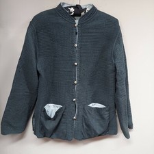 Women's Reversible Crinkle Stand Collar Chinese Style Buttons Jacket Medium Gray