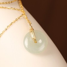 Round Jade Pendant Temperament Clavicle Chain S925 Silver Necklace Women FASHION