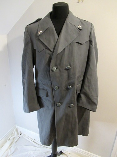 Vintage Italian Grey Army trench coat mac macintosh raincoat overcoat jacket - Picture 11 of 15