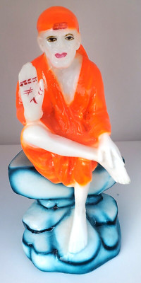Sai baba Sri Shirdi  Nath Guru Orange Hindu Statue Murti SaiBaba 7'' 4'' 4'' Heavy