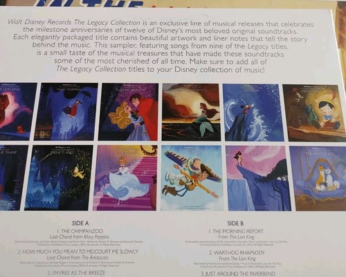 Walt Disney Records The Legacy Collection Sampler Vinyl Record Rare 2015 - Foto 5 di 7