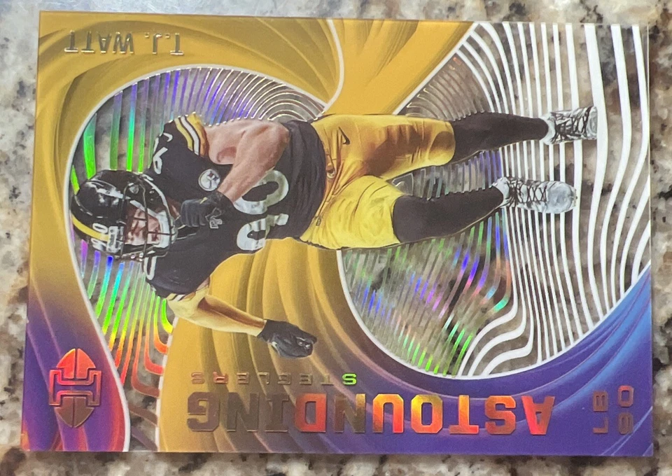 2020 Panini Illusions T.J. Watt Astounding Gold Color Match /25 SSP Steelers - Image 3 of 4