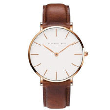 Classic Minimalistic Brown Leather Quartz Wrist Watch