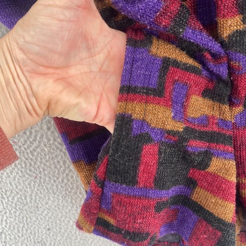 Abrigo Múltiples Mujer Pequeño Borgoña Multi Abstracto Mezcla Lana Botón Manga 3/4 - Imagen 5 de 11