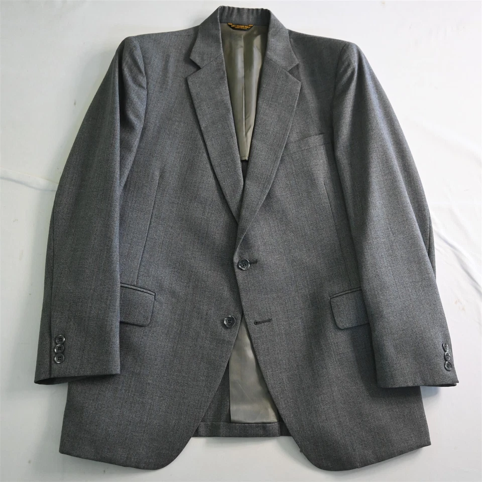 De Colección Hecho en EE. UU. 42L 36x32 Azul Gris Rayas Lana Hombres Chaqueta Pantalones Traje Foto 2 de 4