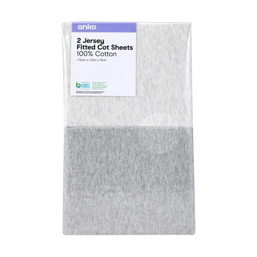 2 x Pack Jersey Fitted Cot Sheets Grey* - Picture 6 of 6