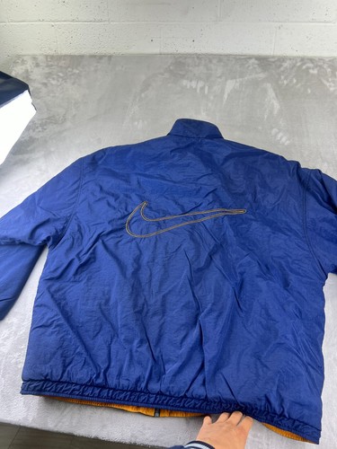 Vintage 90s Nike Reversible Puffer Jacket Men Size XL Navy Yellow Full Zip Y2K - Picture 7 of 14
